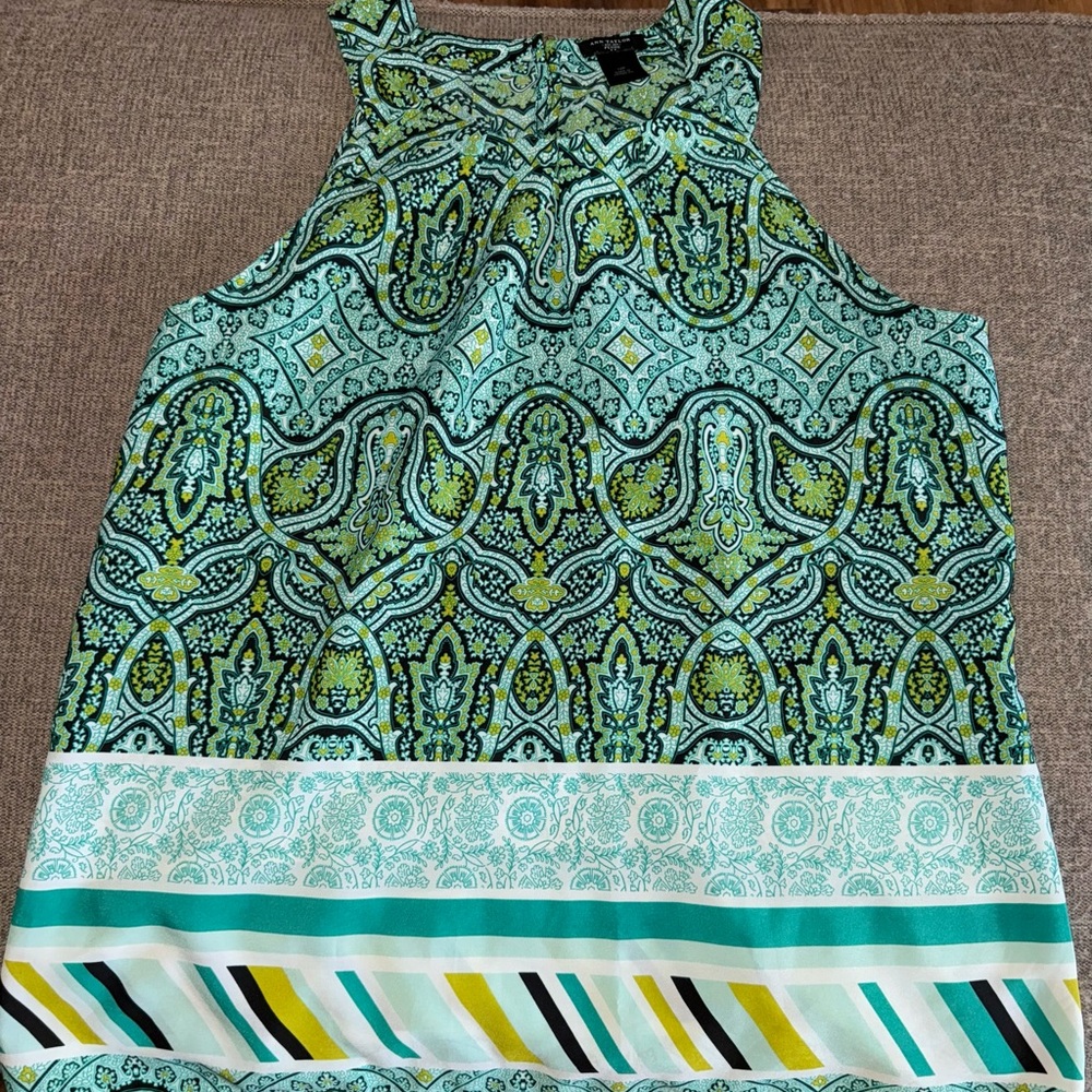 Ann Taylor Teal and Yellow Paisley Blouse